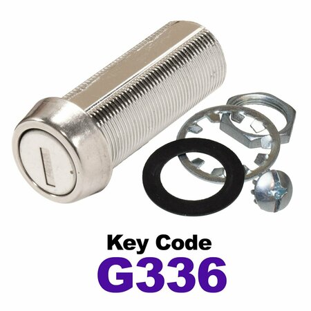 GLOBAL RV SS Compartment Lock, Cam/Blade Style, 1-3/4in Threaded Barrel, Blades not Included, Keyed to G336 CLB-336-134-SS